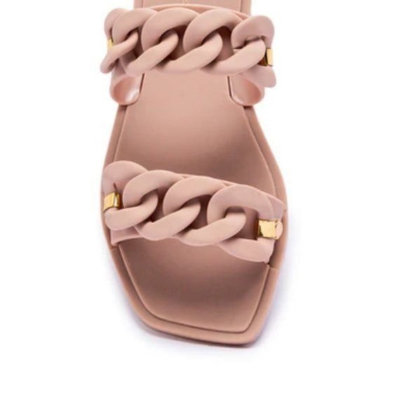 !! NEW !! Jelly Slide Sandals with Chain Detail in Matte Sage Green - Picture 11 of 11